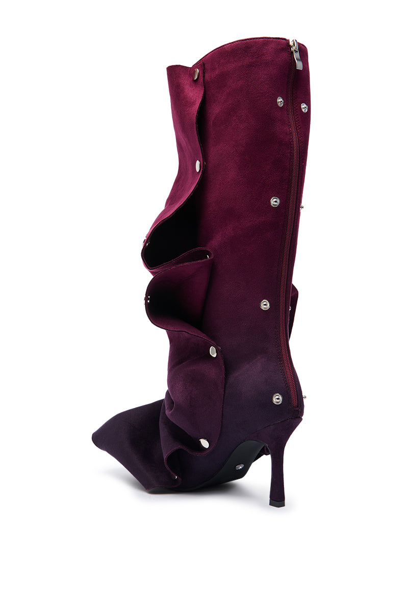 AZALEA WANG IMOGINE PURPLE OMBRE FOLDED DETAIL STILETTO BOOT