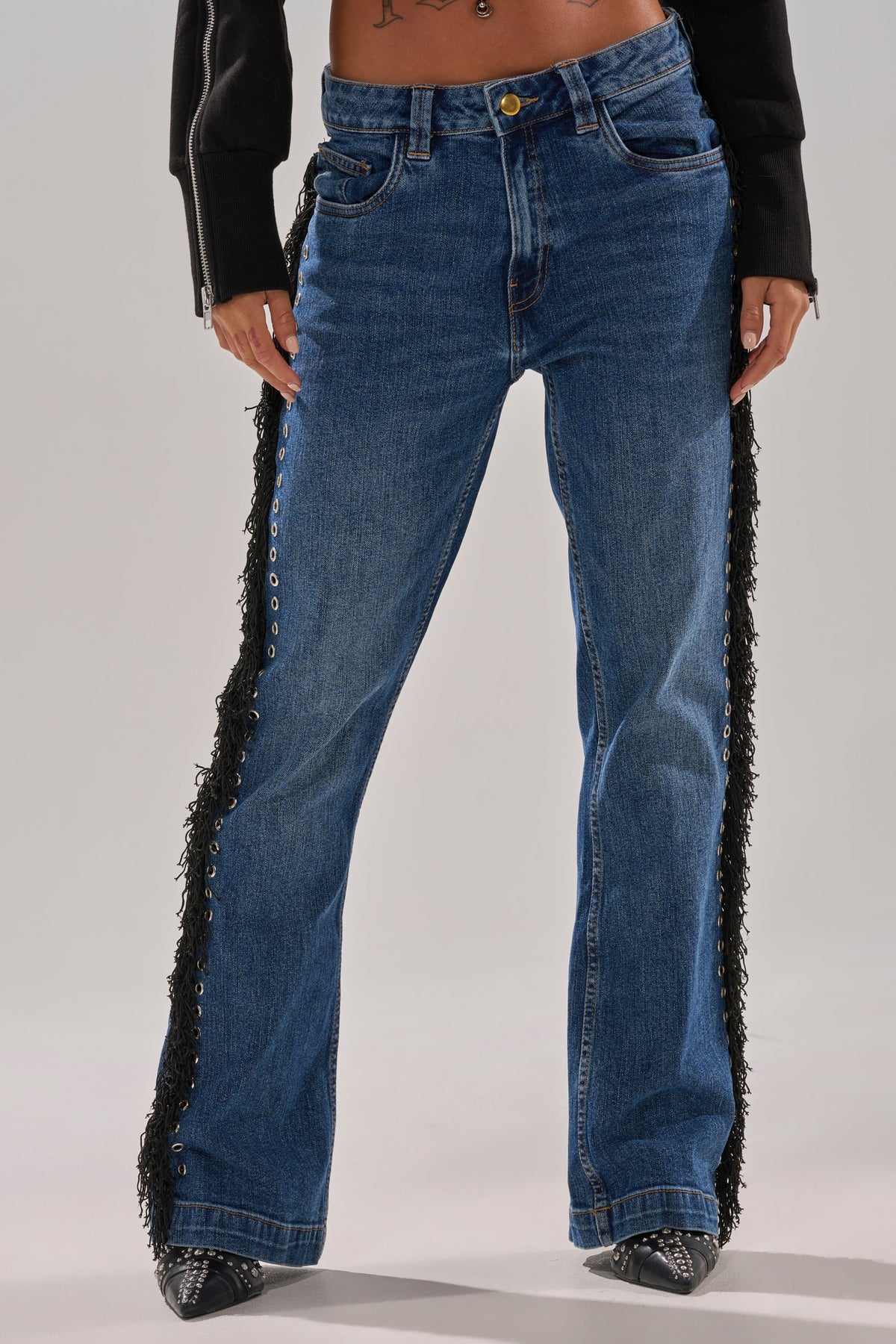 PARTY OVER HERE FRINGE STRAIGHT LEG DENIM