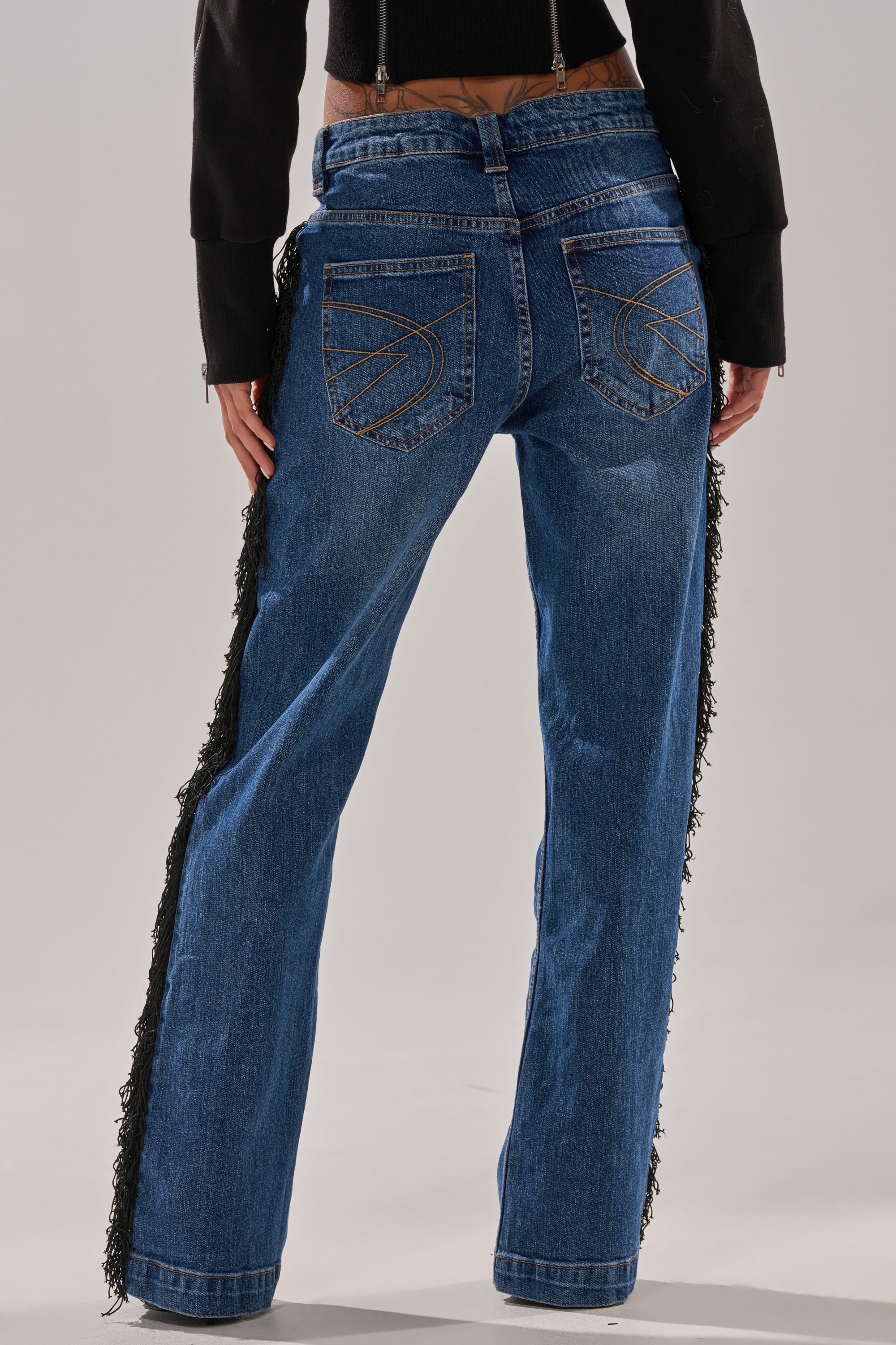 PARTY OVER HERE FRINGE STRAIGHT LEG DENIM