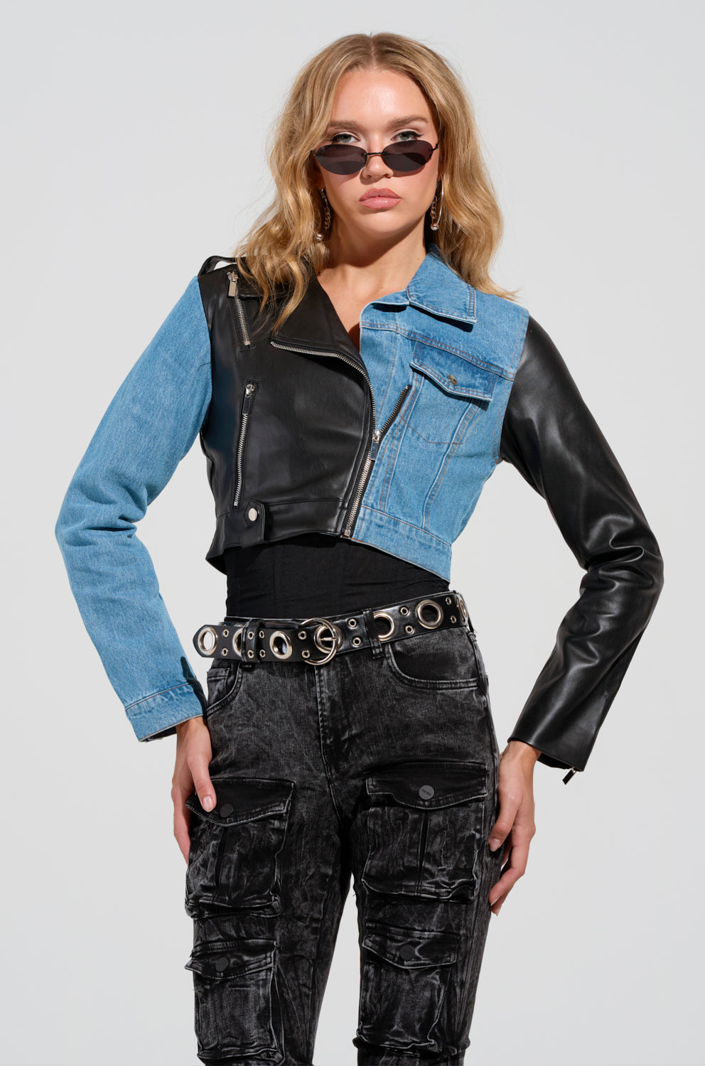 DENIM MOTO HYBRID JACKET