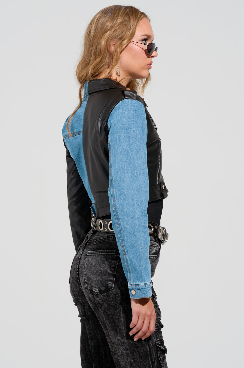 DENIM MOTO HYBRID JACKET