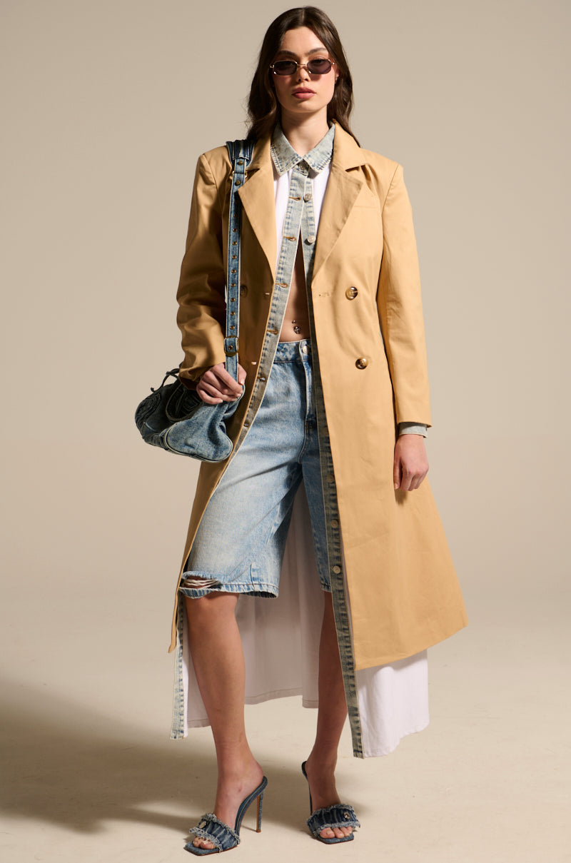 JADE STRUCTURED TRENCH IN KHAKI