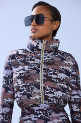 CAMO CHEETAH PRINT PUFFER VEST