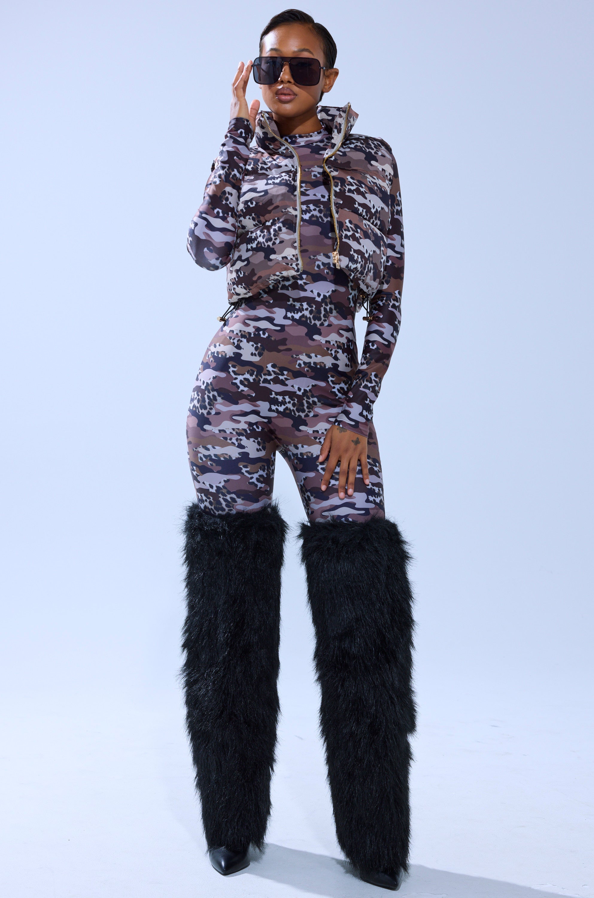 CAMO CHEETAH PRINT PUFFER VEST