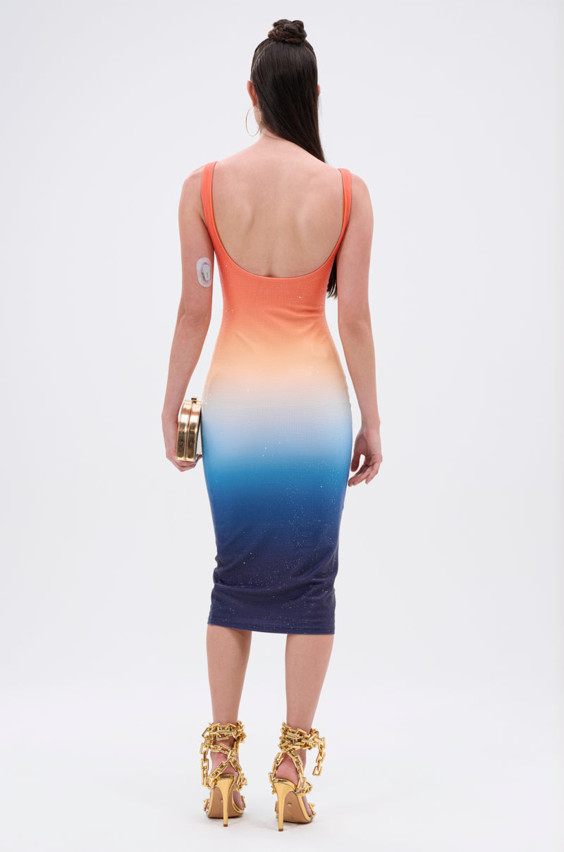 SUNSET LOVERS OMBRE MIDI DRESS