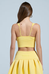 PAXTON SUPERLUXE SLEEVELESS LONGLINE BRALETTE IN YELLOW