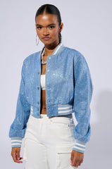 HARLEY EMBELLISHED DENIM BOMBER