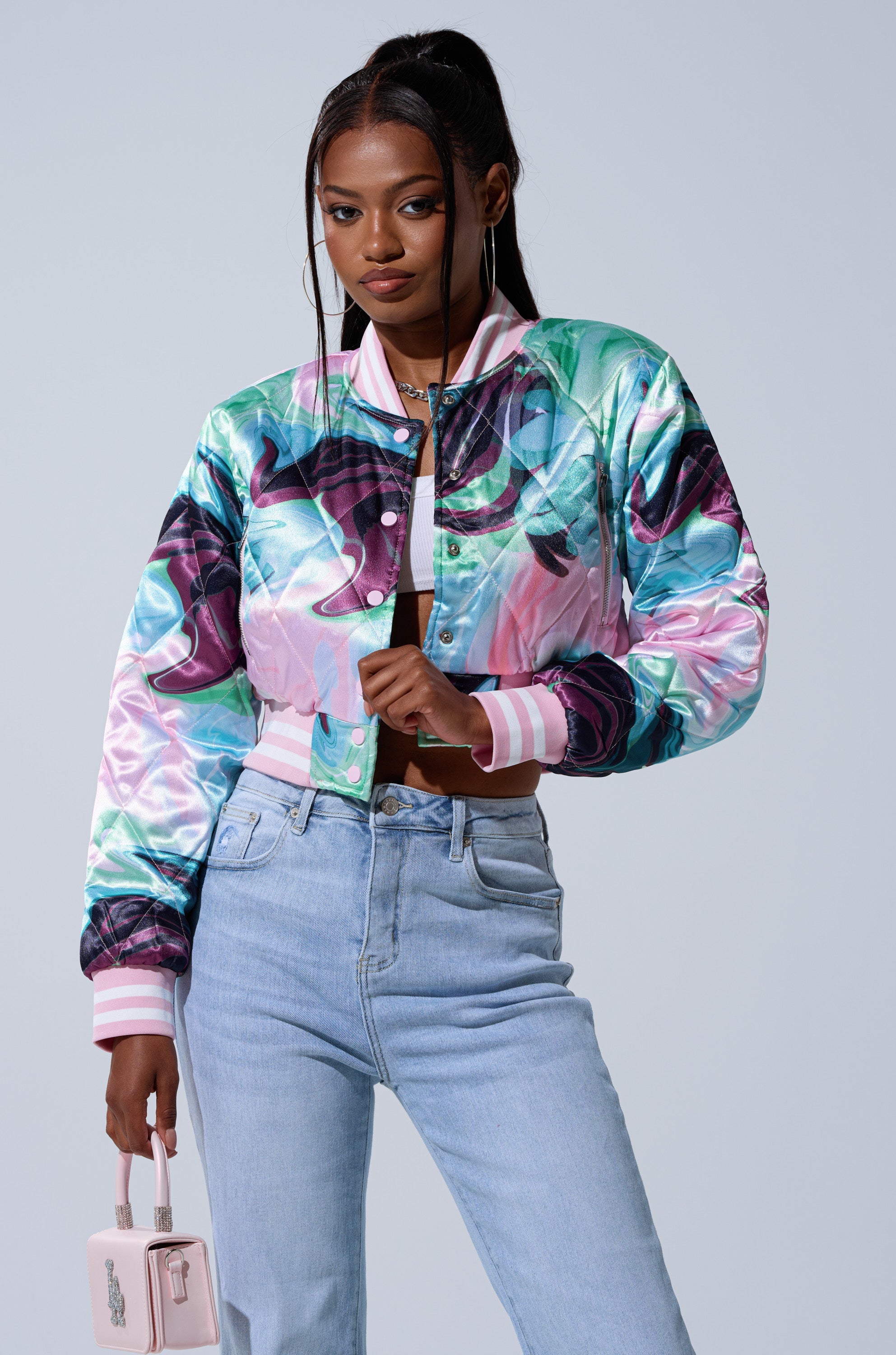 HEART TO HEART SATIN BOMBER