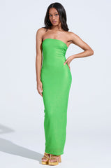 IF YOU'RE LUCKY METALLIC MAXI DRESS IN GREEN