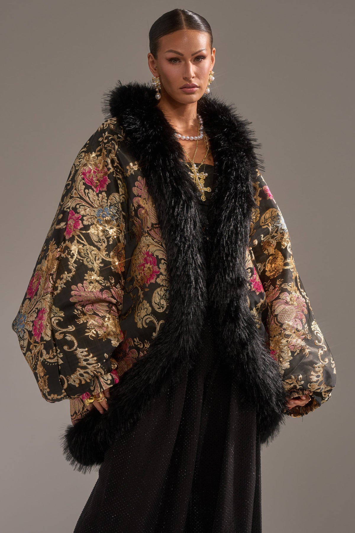LOLA COCOON COAT IN BROCADE