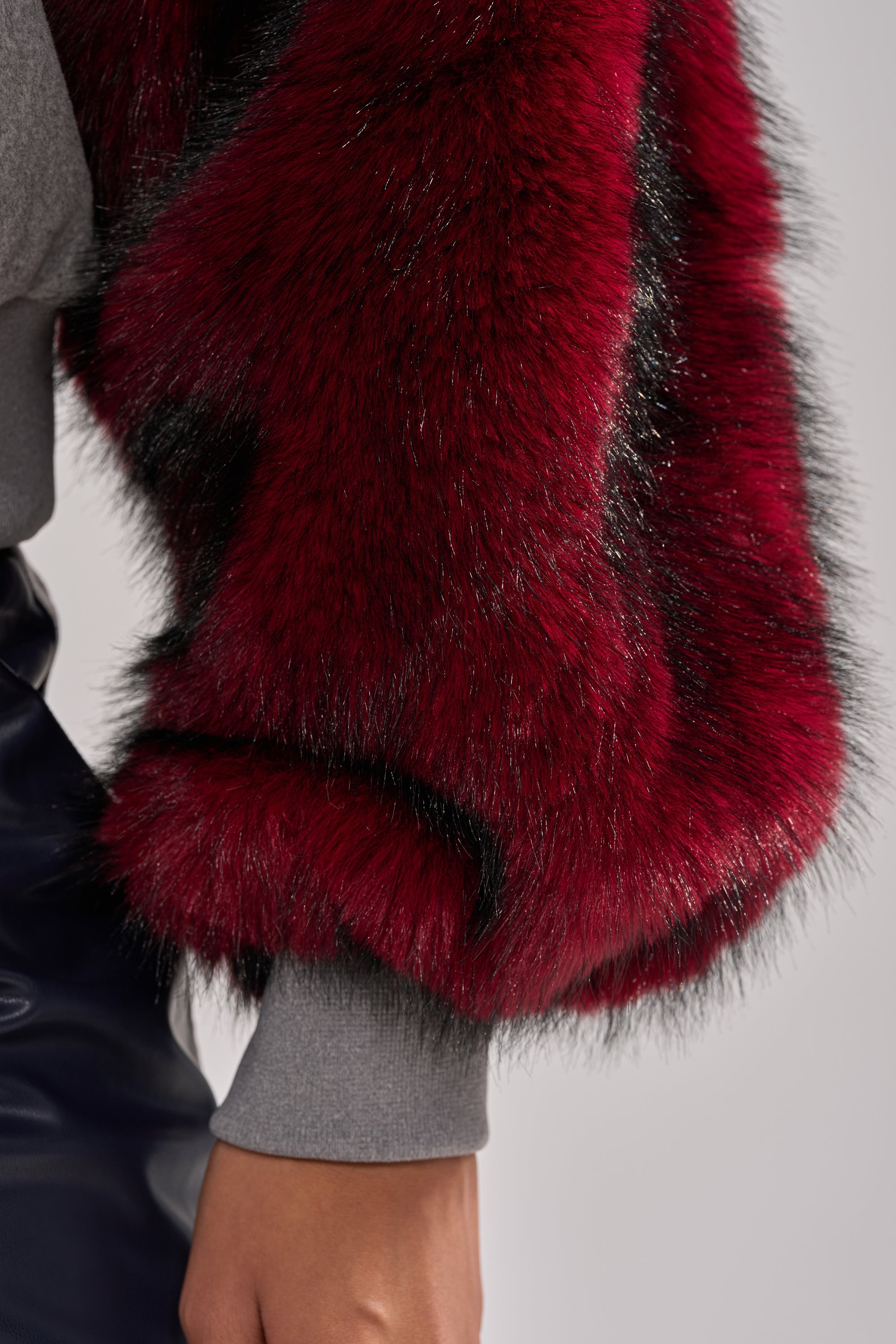 NEW EAST SIDE FAUX FUR SLEEVE SWEATSHIRT