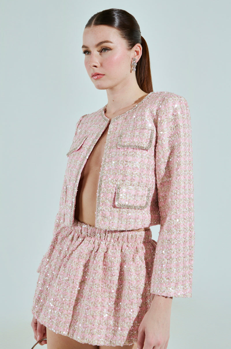 ALINNA EMBELLISHED TWEED BLAZER