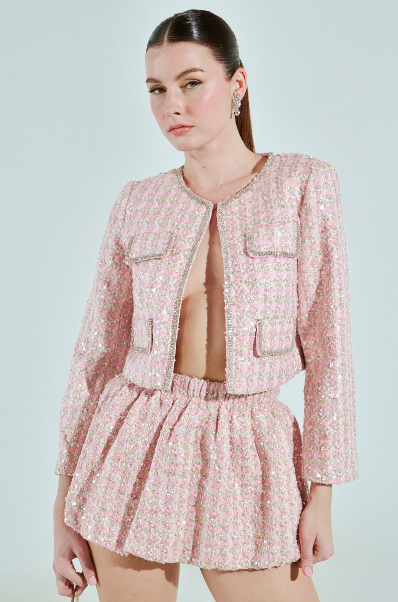 ALINNA EMBELLISHED TWEED BLAZER