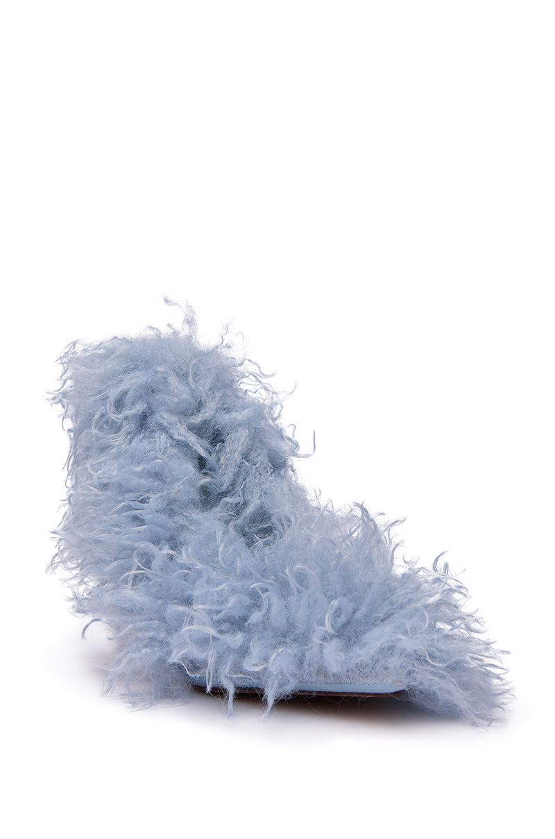 AZALEA WANG JAMEEKA BABY BLUE CURLY FUR PUMP STILETTO HEEL