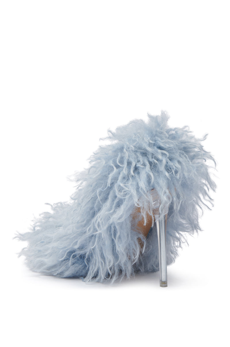 AZALEA WANG JAMEELA BABY BLUE FUR HEEL