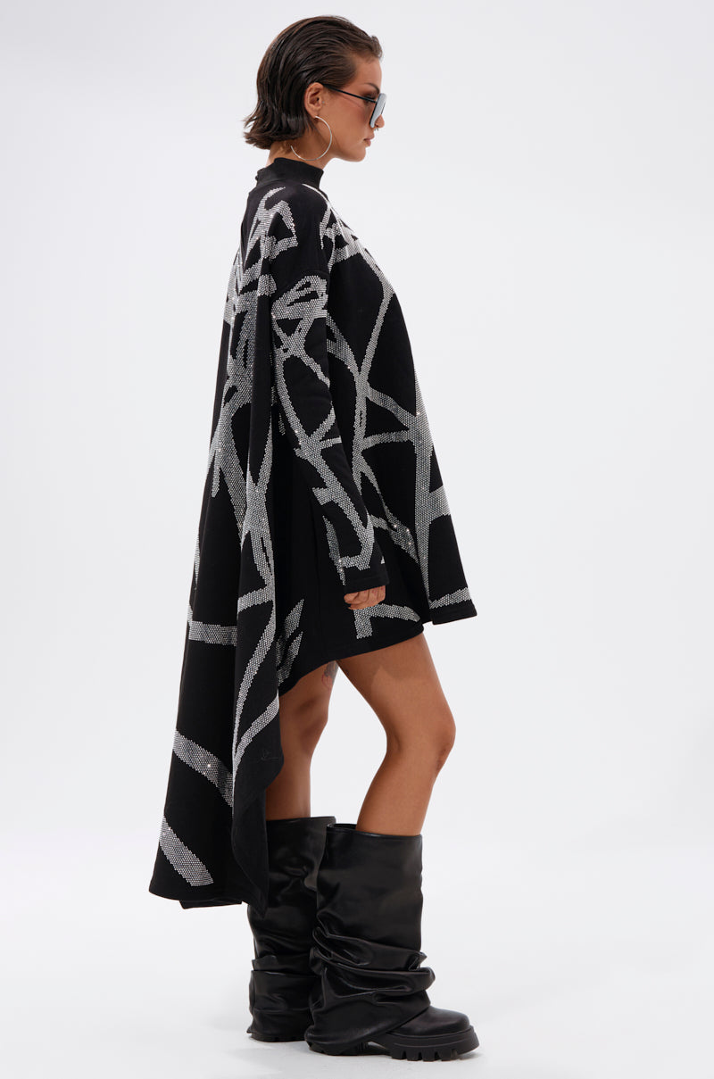 LANIE PRINTED RHINESTONE SWEATER DRESS