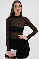 KELYN MESH MINI DRESS IN BLACK