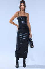 SHAI PU MIDI DRESS IN BLACK