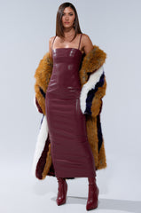 SHAI PU MIDI DRESS IN BURGUNDY