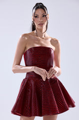 VAL PU MINI DRESS IN CROC PRINT