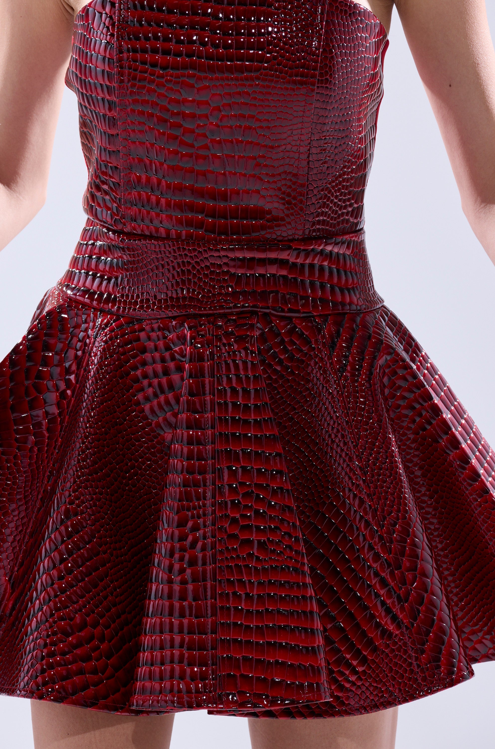 VAL PU MINI DRESS IN CROC PRINT