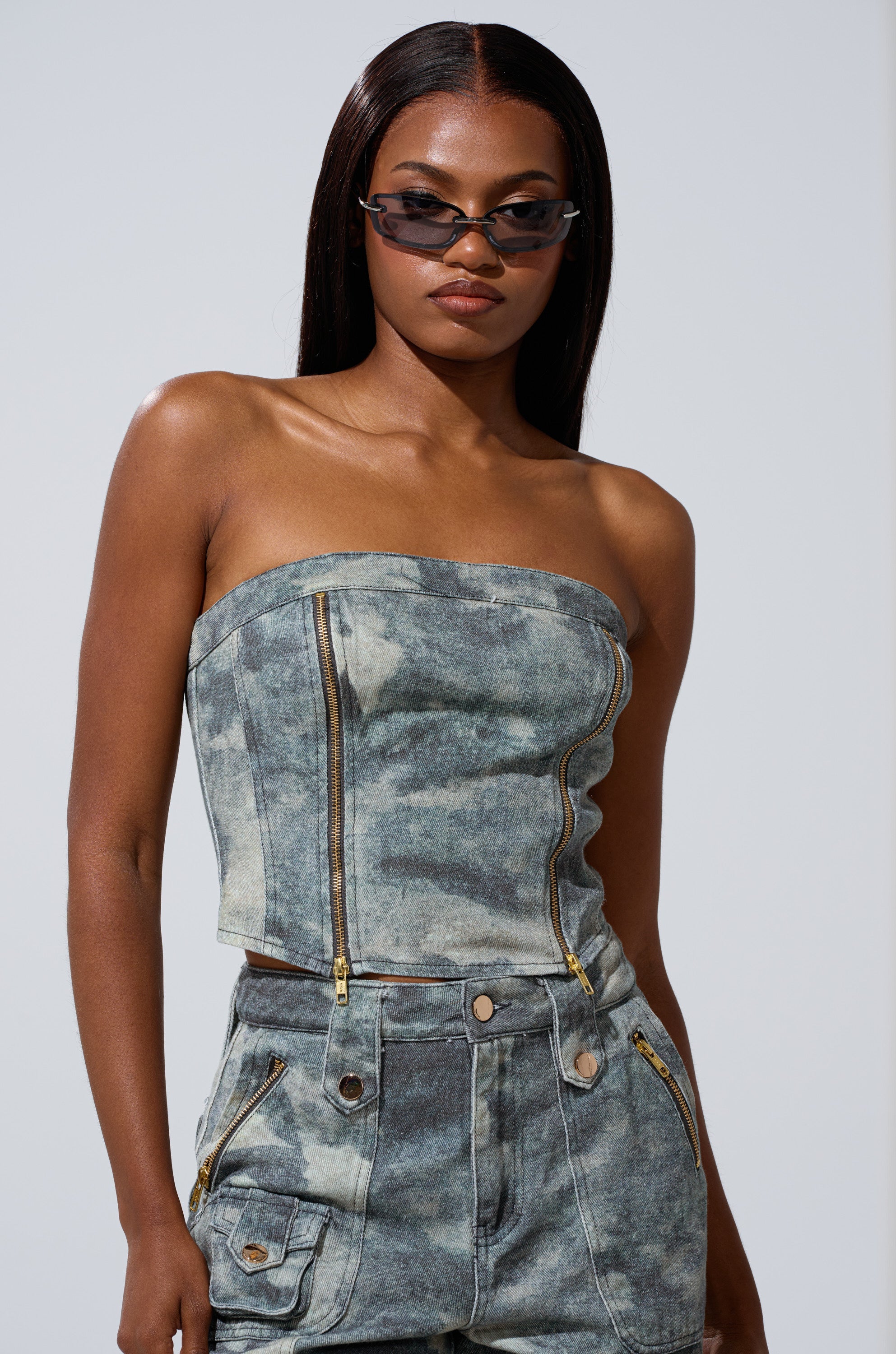 STEPH CAMO DENIM CORSET