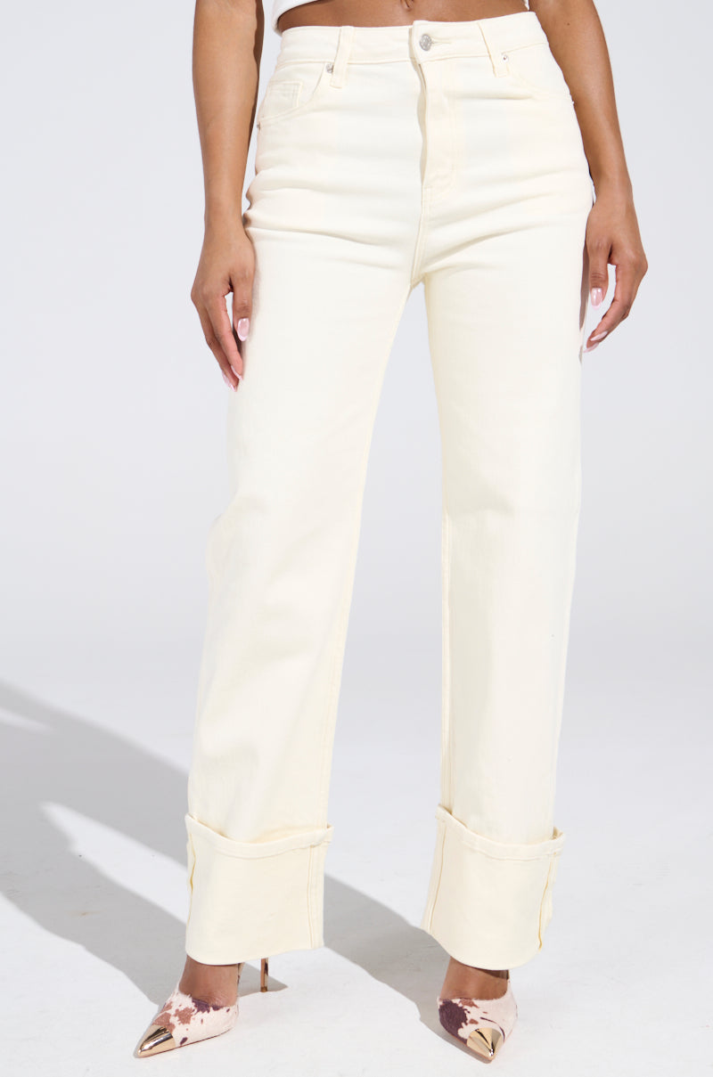JUST GO WITH IT IVORY DENIM PANT