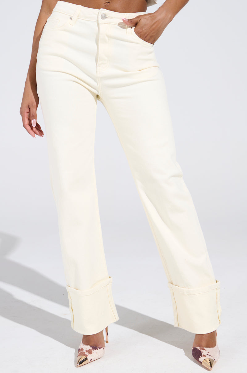 JUST GO WITH IT IVORY DENIM PANT