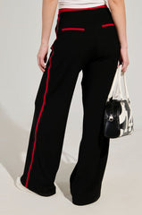 VARSITY LEAGUE STRIPED WOVEN ELASTIC TROUSER IN BLACK RED