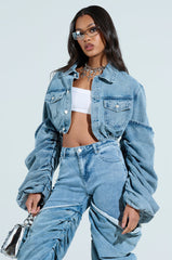 STACKED SLEEVE DENIM JACKET