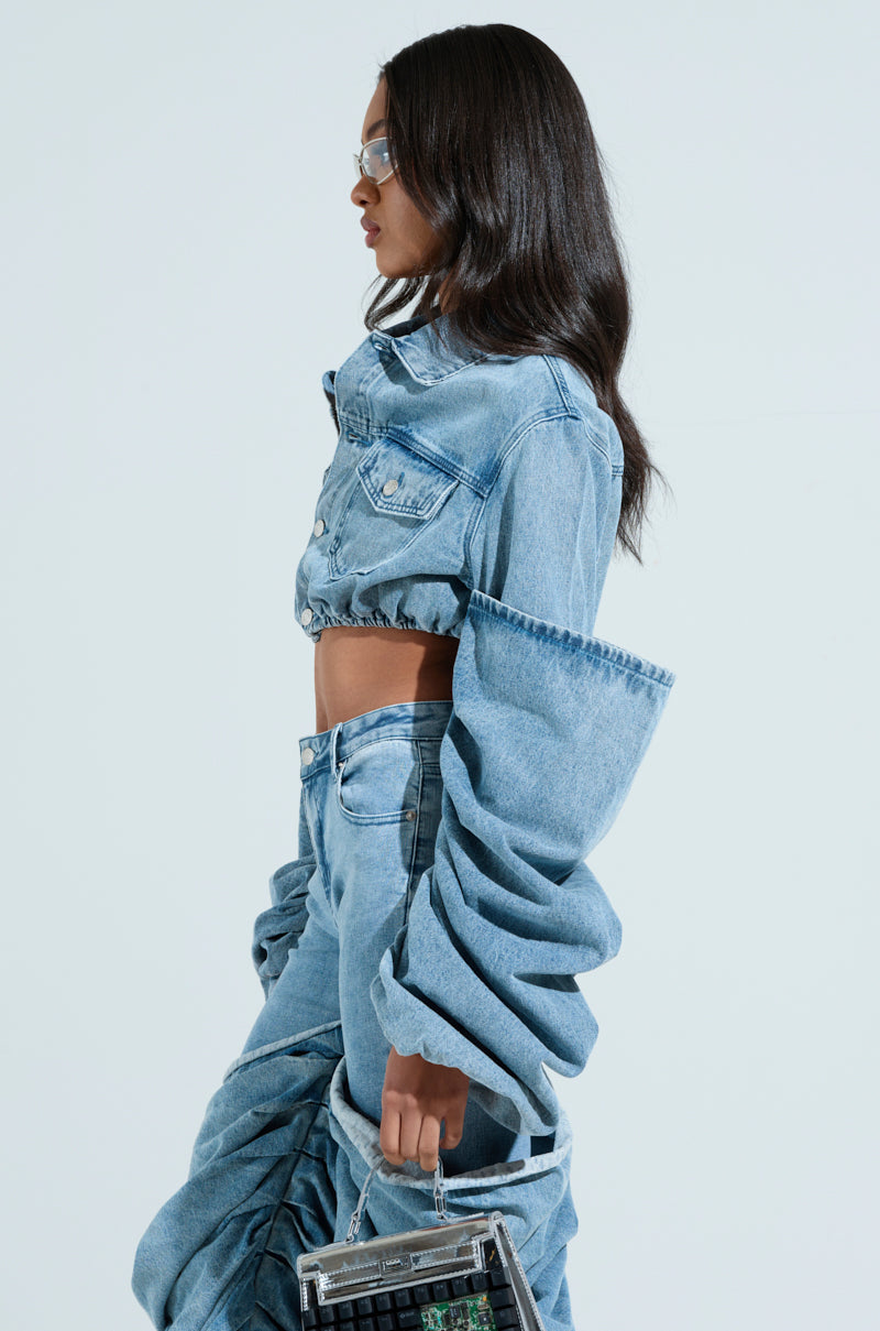 STACKED SLEEVE DENIM JACKET
