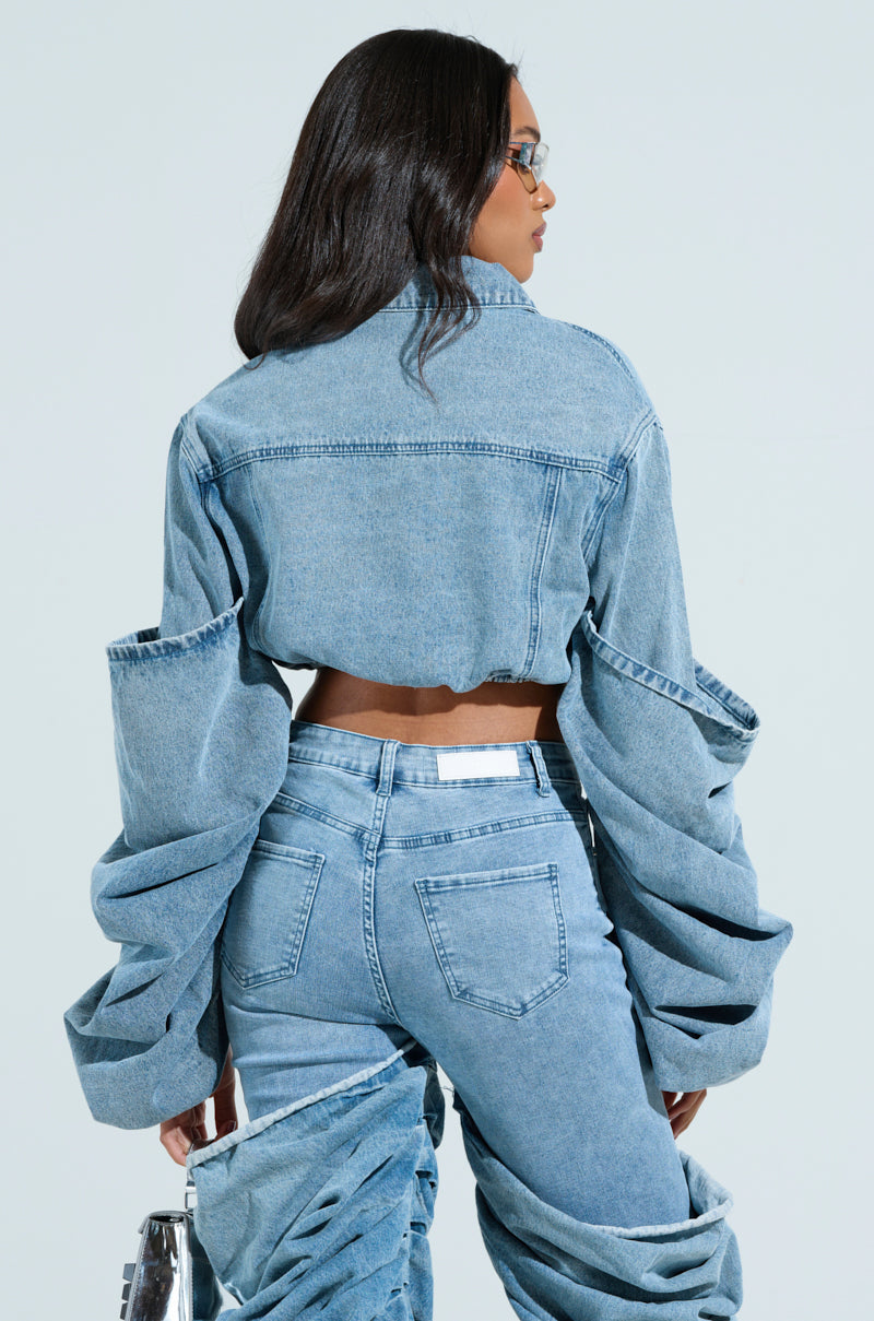 STACKED SLEEVE DENIM JACKET