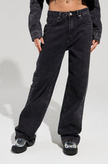 EMMIE EMBELLISHED WIDE LEG DENIM