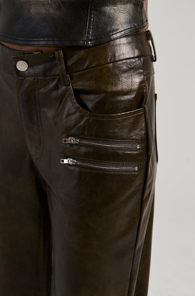 PAIGE FAUX LEATHER FLARE TROUSER