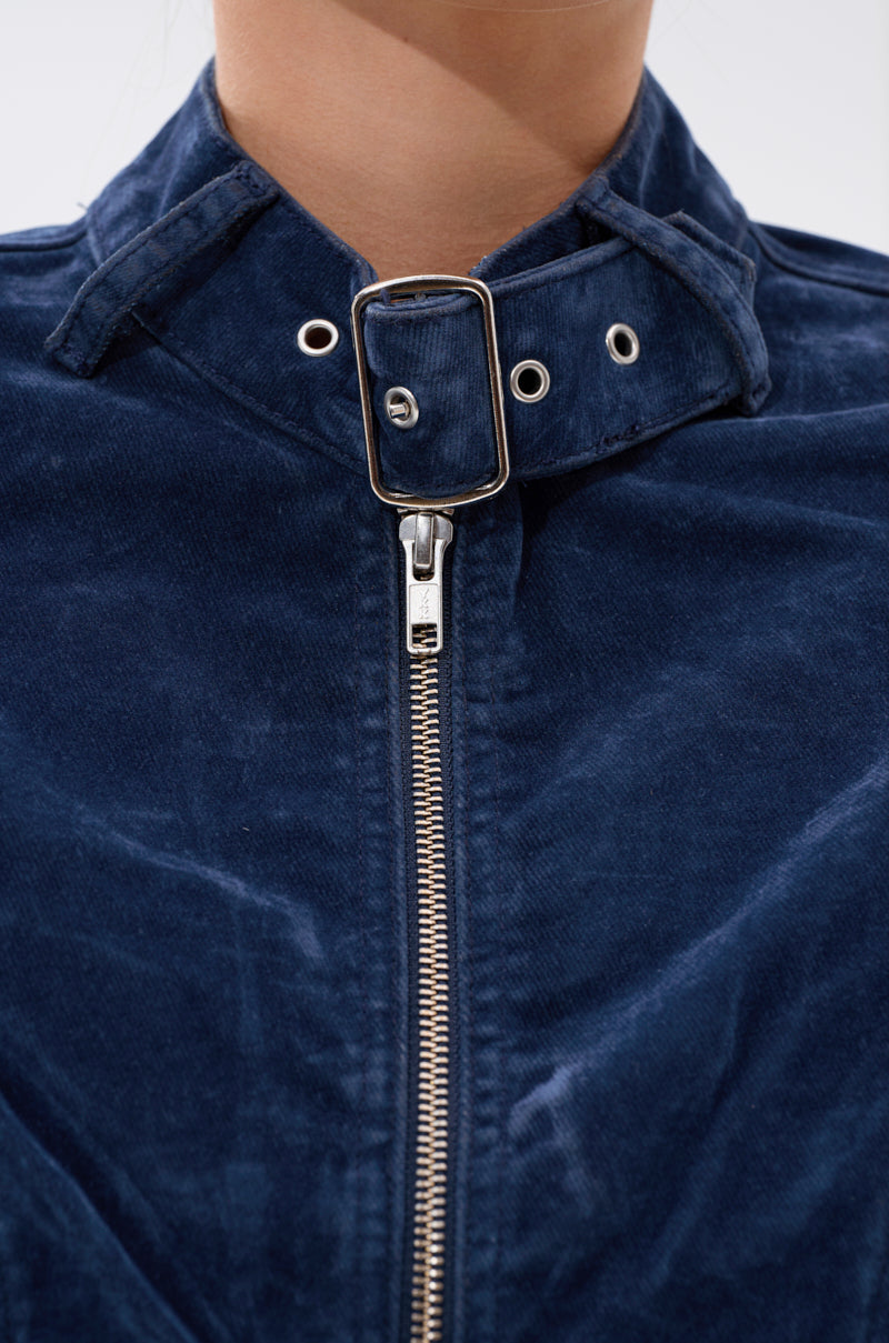 VALERIE VELVET EFFECT TRENCH IN BLUE