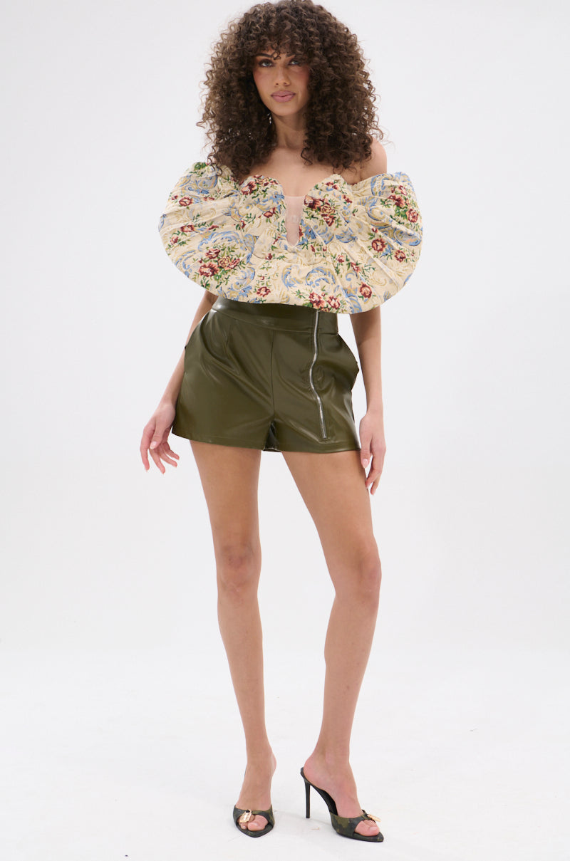 HOTTEST IN THE CITY FAUX LEATHER SHORT