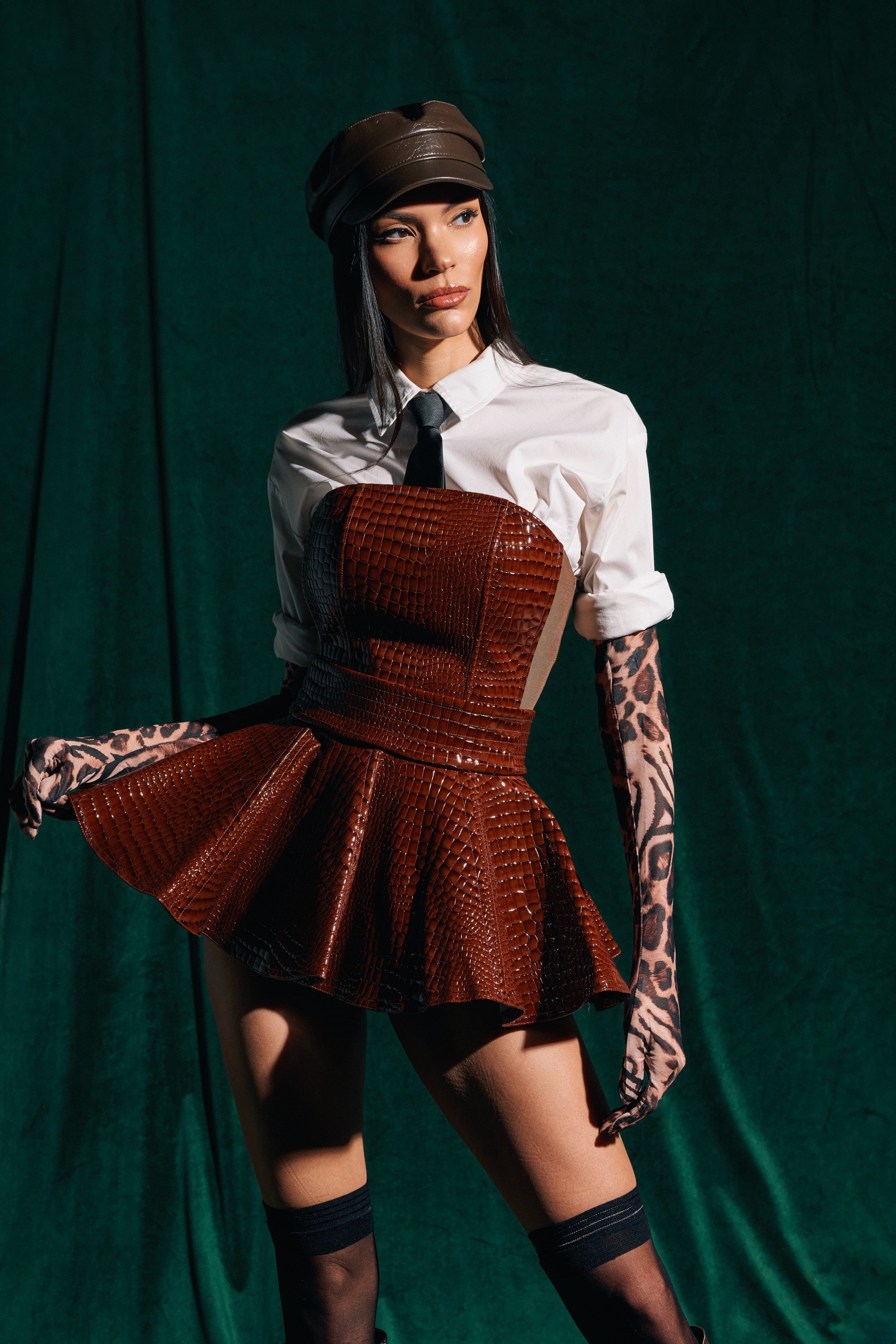 TOO GOOD FOR YOU CROCODILE MINI SKIRT