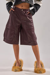 OVER DONE FAUX LEATHER BERMUDA SHORT