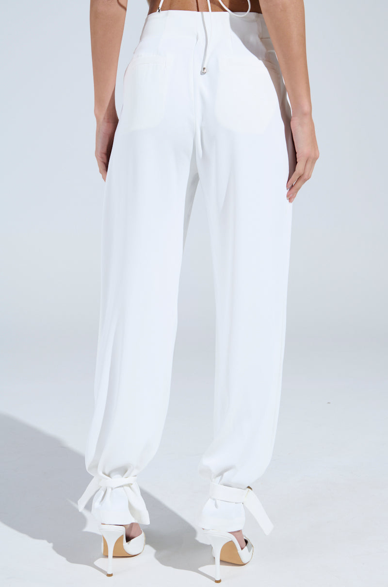 ZOE BUCKLE WAIST WIDE LEG PANTS