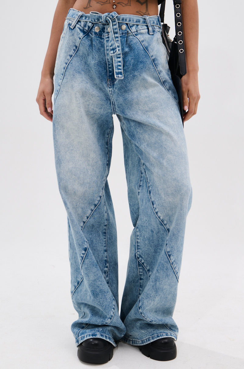 TIED TO YOU RELAXED DENIM PANT WITH TIE BELT