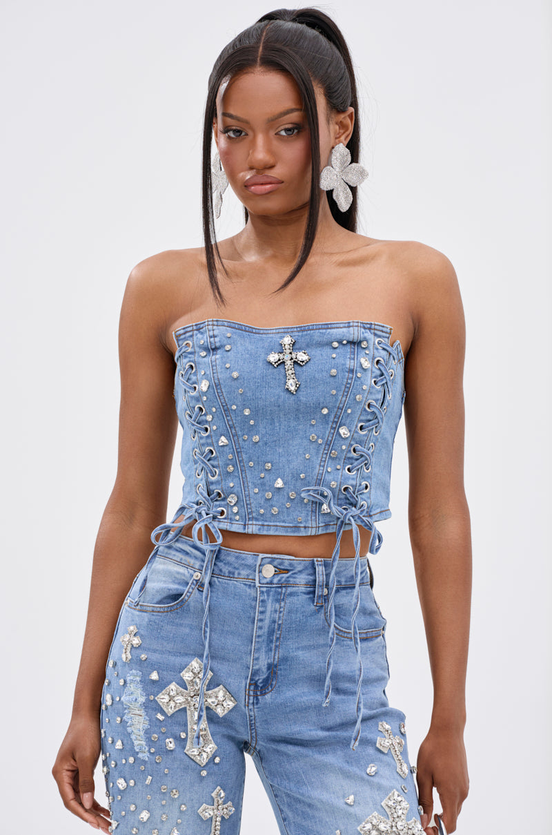 FEELING GRATEFUL RHINESTONE CORSET