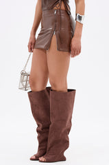 IN MY OWN LANE CHOCOLATE BROWN MINI SKIRT