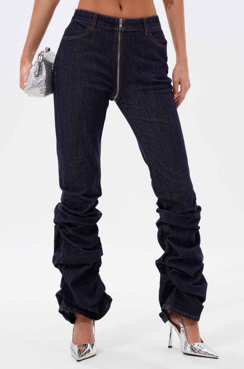 GET CRAZY RUCHED DENIM PANT