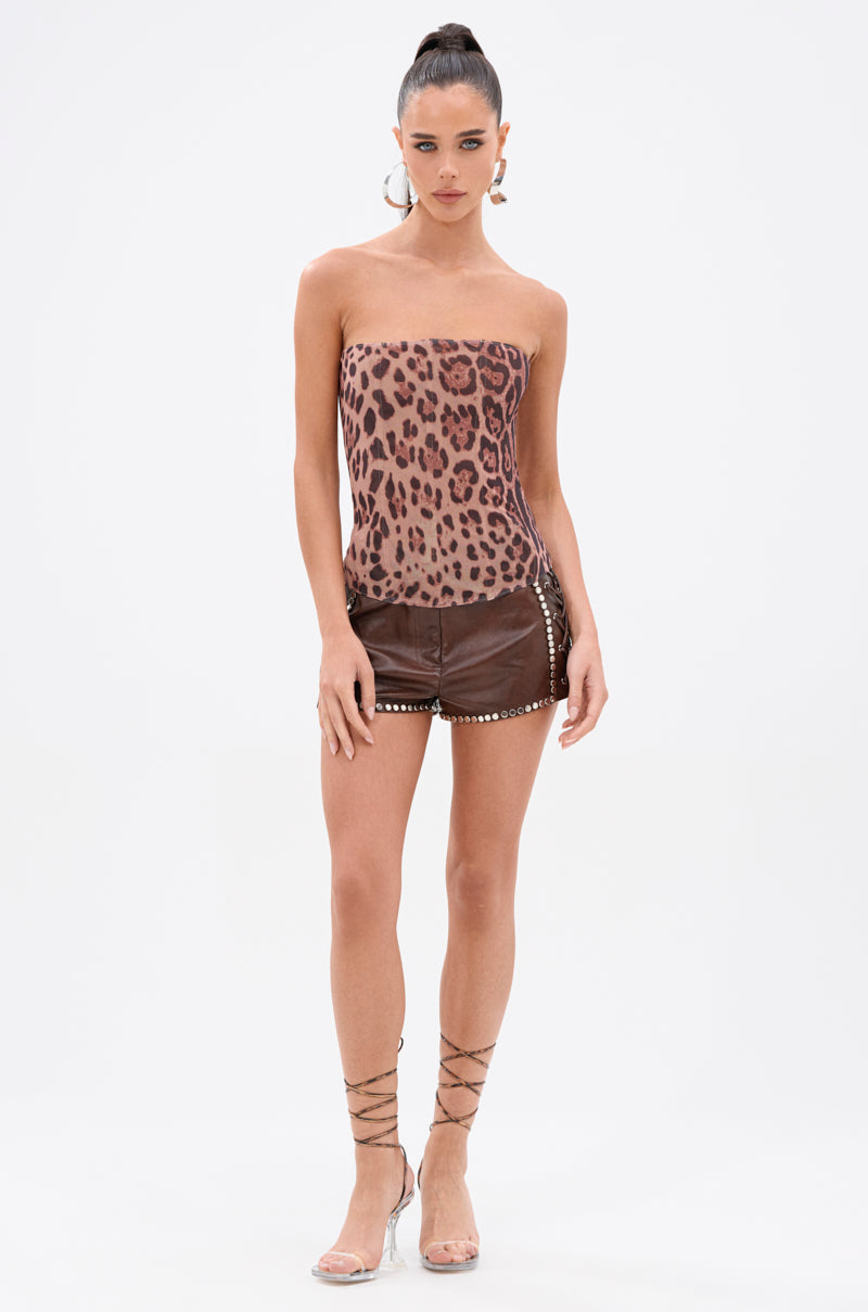 JULIE FAUX LEATHER STUD SHORT