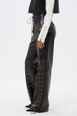 ROCK MY WORLD FAUX LEATHER LACE UP PANT