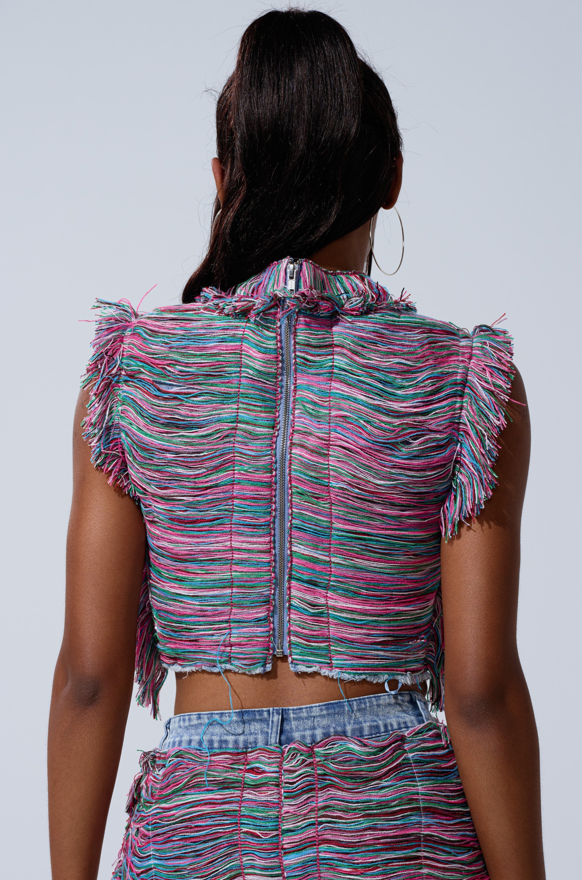 SHES GONE, DANCE ON GIRL SHREDDED DENIM TOP