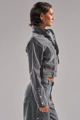 CATCHING EYES VELVET DENIM BLOUSE