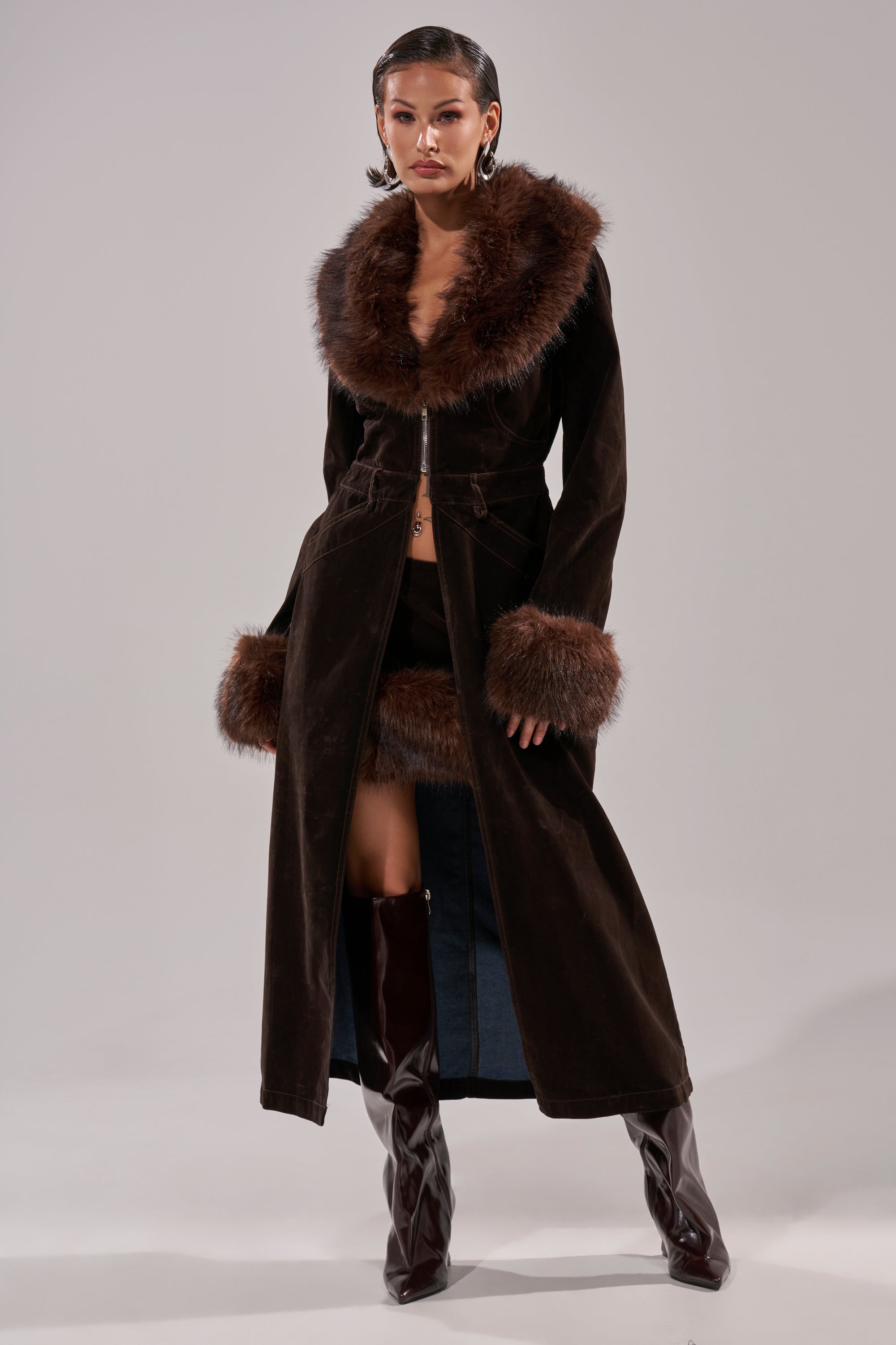 WILD SIDE VELVET DENIM TRENCH