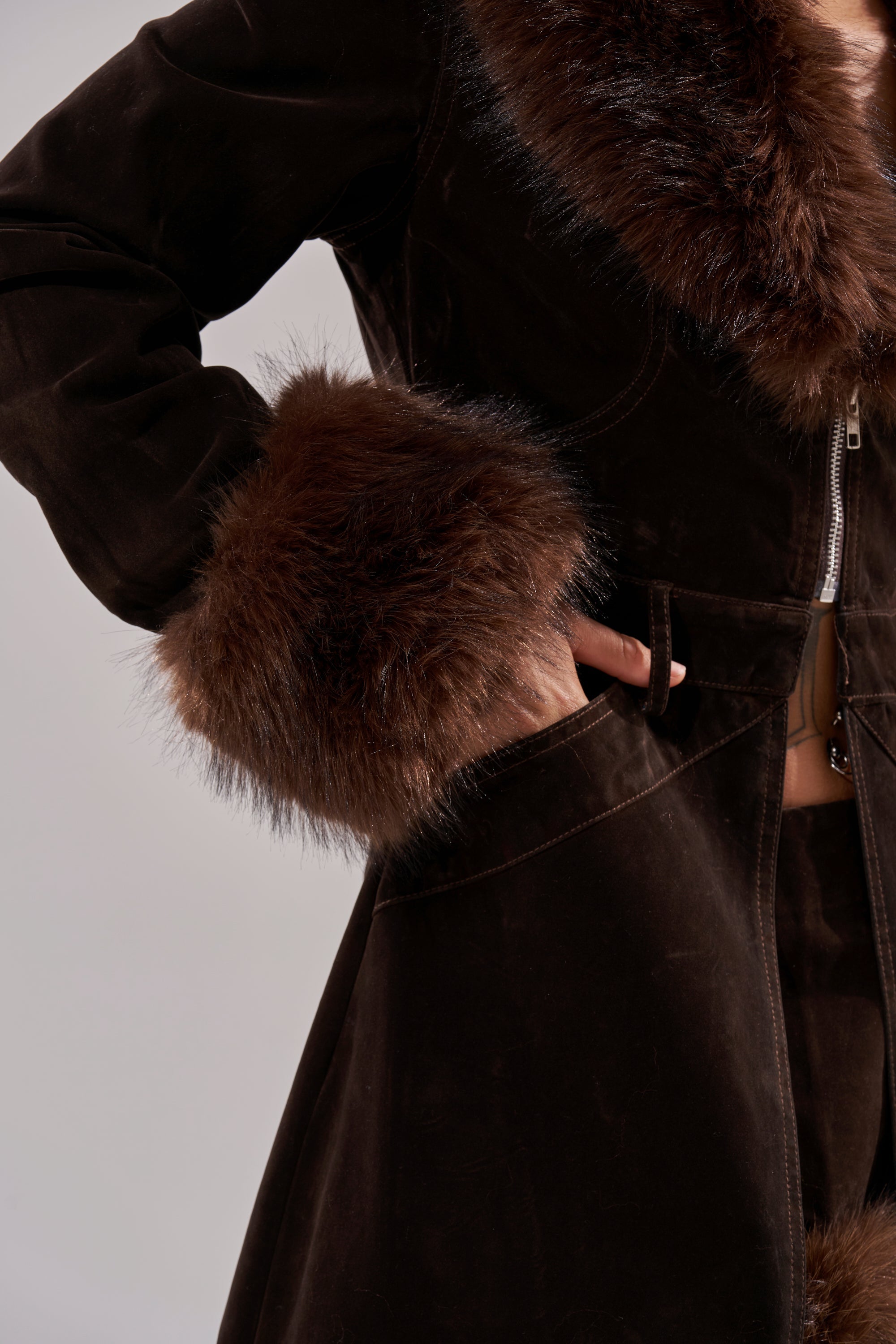 WILD SIDE VELVET DENIM TRENCH