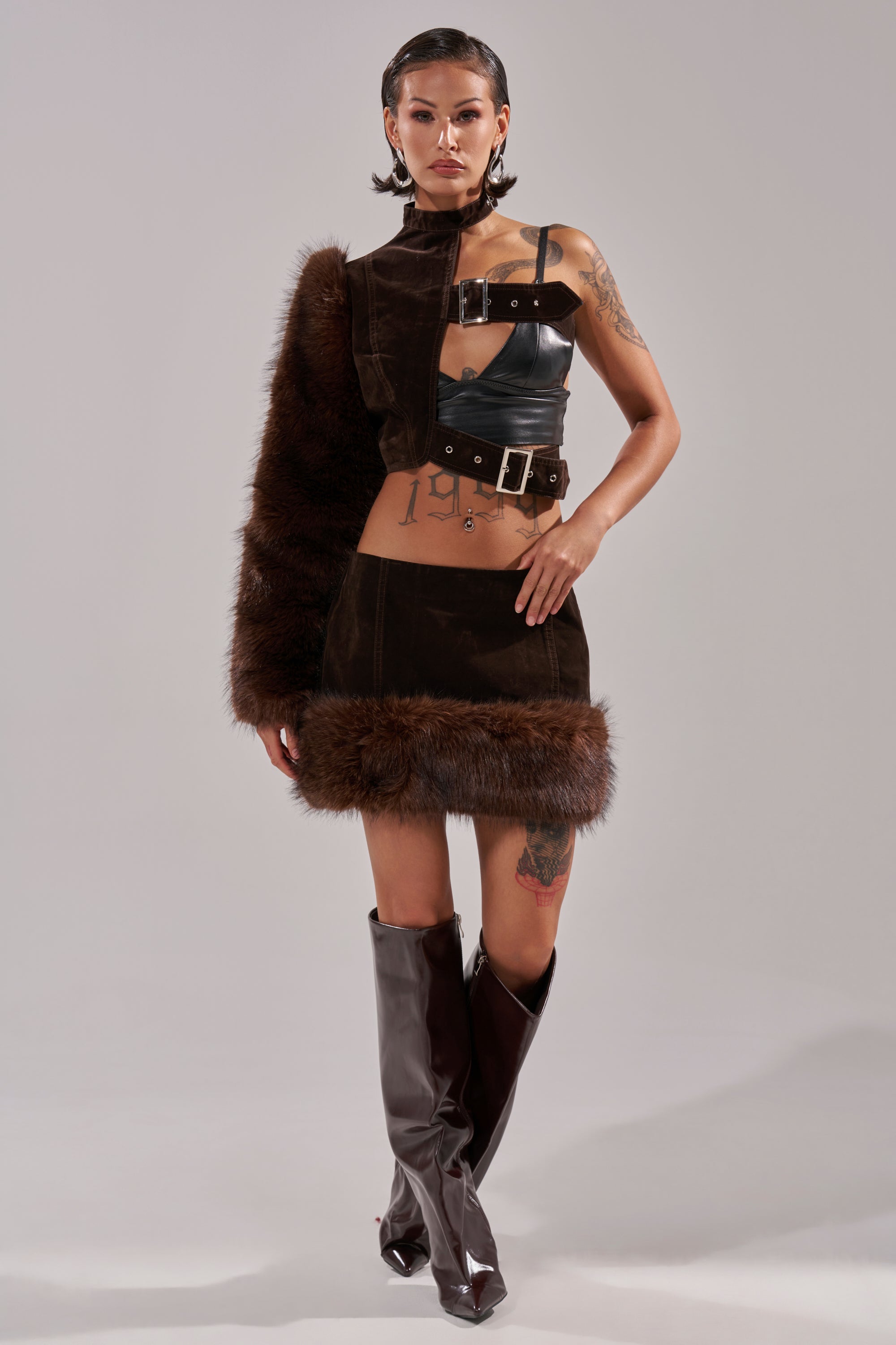 WILD SIDE SINGLE SLEEVE FUR TOP